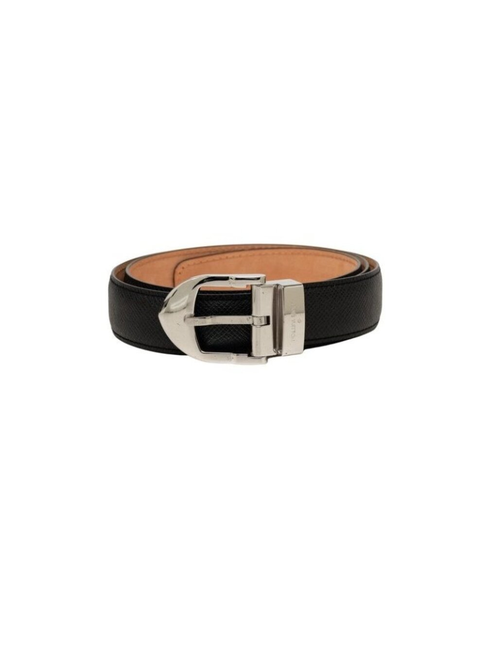 Louis Vuitton Taiga Ceinture Classic 90/36 Black Silver Leather Belt